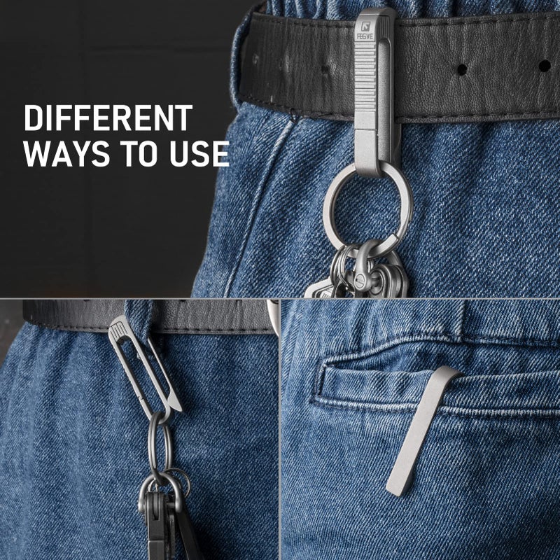FEGVE Titanium Belt Key Holder, Belt Key Clip with Keyring for Keys,Keychain Hook for Men Dad - Image 4